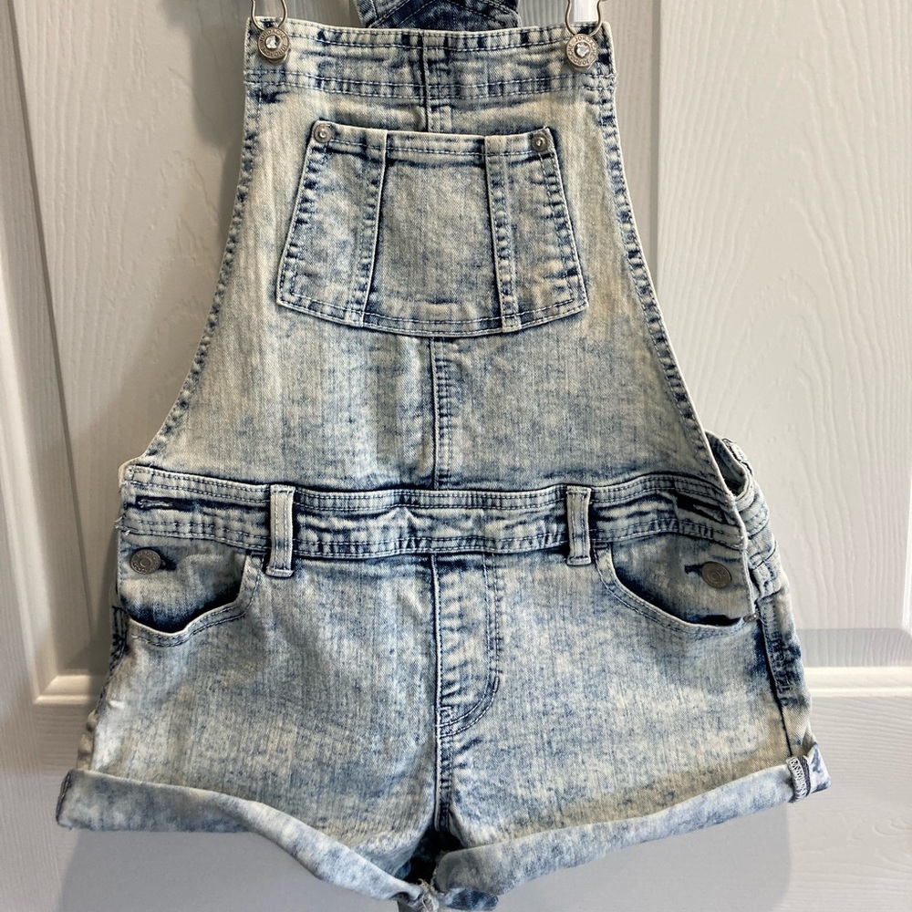 Denim short overalls